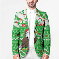 Djibouti Christmas Blazer with Santa Eagle Doves Trees and Green Snowflake Holiday - Wonder Print Shop