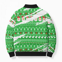 Djibouti Christmas Bomber Puffer Jacket with Santa Eagle Doves Trees and Green Snowflake Holiday - Wonder Print Shop