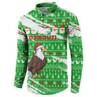 Djibouti Christmas Button Sweatshirt with Santa Eagle Doves Trees and Green Snowflake Holiday - Wonder Print Shop