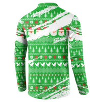 Djibouti Christmas Button Sweatshirt with Santa Eagle Doves Trees and Green Snowflake Holiday - Wonder Print Shop