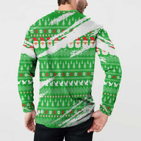 Djibouti Christmas Button Sweatshirt with Santa Eagle Doves Trees and Green Snowflake Holiday - Wonder Print Shop