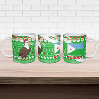 Djibouti Christmas Ceramic Mug with Santa Eagle Doves Trees and Green Snowflake Holiday - Wonder Print Shop