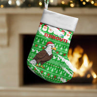 Djibouti Christmas Stocking with Santa Eagle Doves Trees and Green Snowflake Holiday - Wonder Print Shop