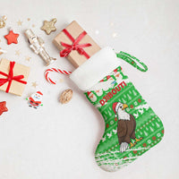 Djibouti Christmas Stocking with Santa Eagle Doves Trees and Green Snowflake Holiday - Wonder Print Shop