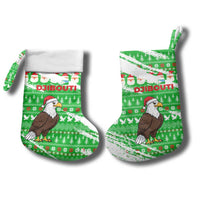 Djibouti Christmas Stocking with Santa Eagle Doves Trees and Green Snowflake Holiday - Wonder Print Shop