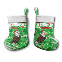 Djibouti Christmas Stocking with Santa Eagle Doves Trees and Green Snowflake Holiday - Wonder Print Shop