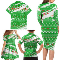Djibouti Christmas Family Matching Long Sleeve Bodycon Dress and Hawaiian Shirt with Santa Eagle Doves Trees and Green Snowflake Holiday - Wonder Print Shop