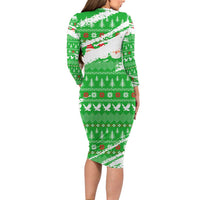 Djibouti Christmas Family Matching Long Sleeve Bodycon Dress and Hawaiian Shirt with Santa Eagle Doves Trees and Green Snowflake Holiday - Wonder Print Shop