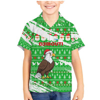 Djibouti Christmas Family Matching Mermaid Dress and Hawaiian Shirt with Santa Eagle Doves Trees and Green Snowflake Holiday - Wonder Print Shop