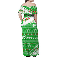 Djibouti Christmas Family Matching Off Shoulder Maxi Dress and Hawaiian Shirt with Santa Eagle Doves Trees and Green Snowflake Holiday - Wonder Print Shop