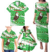 Djibouti Christmas Family Matching Puletasi and Hawaiian Shirt with Santa Eagle Doves Trees and Green Snowflake Holiday - Wonder Print Shop