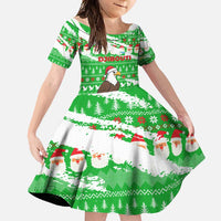 Djibouti Christmas Family Matching Tank Maxi Dress and Hawaiian Shirt with Santa Eagle Doves Trees and Green Snowflake Holiday - Wonder Print Shop