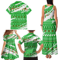 Djibouti Christmas Family Matching Tank Maxi Dress and Hawaiian Shirt with Santa Eagle Doves Trees and Green Snowflake Holiday - Wonder Print Shop