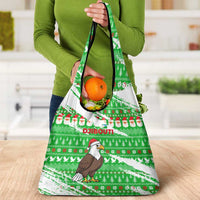 Djibouti Christmas Grocery Bag with Santa Eagle Doves Trees and Green Snowflake Holiday - Wonder Print Shop
