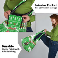 Djibouti Christmas Grocery Bag with Santa Eagle Doves Trees and Green Snowflake Holiday - Wonder Print Shop