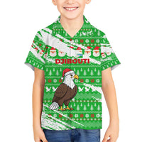 Djibouti Christmas Hawaiian Shirt with Santa Eagle Doves Trees and Green Snowflake Holiday - Wonder Print Shop