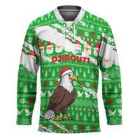 Djibouti Christmas Hockey Jersey with Santa Eagle Doves Trees and Green Snowflake Holiday - Wonder Print Shop