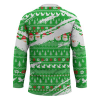 Djibouti Christmas Hockey Jersey with Santa Eagle Doves Trees and Green Snowflake Holiday - Wonder Print Shop