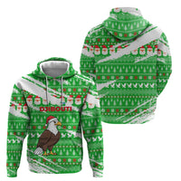 Djibouti Christmas Hoodie with Santa Eagle Doves Trees and Green Snowflake Holiday - Wonder Print Shop