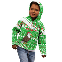 Djibouti Christmas Kid Hoodie with Santa Eagle Doves Trees and Green Snowflake Holiday - Wonder Print Shop