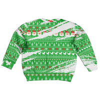 Djibouti Christmas Kid Ugly Christmas Sweater with Santa Eagle Doves Trees and Green Snowflake Holiday - Wonder Print Shop