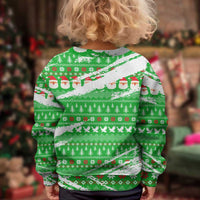 Djibouti Christmas Kid Ugly Christmas Sweater with Santa Eagle Doves Trees and Green Snowflake Holiday - Wonder Print Shop
