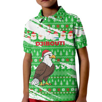 Djibouti Christmas Kid Polo Shirt with Santa Eagle Doves Trees and Green Snowflake Holiday - Wonder Print Shop
