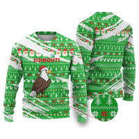 Djibouti Christmas Ugly Christmas Sweater with Santa Eagle Doves Trees and Green Snowflake Holiday - Wonder Print Shop
