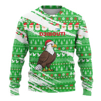 Djibouti Christmas Ugly Christmas Sweater with Santa Eagle Doves Trees and Green Snowflake Holiday - Wonder Print Shop