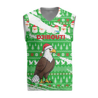 Djibouti Christmas Knitted V-Neck Vest with Santa Eagle Doves Trees and Green Snowflake Holiday - Wonder Print Shop