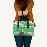 Djibouti Christmas Leather Bag with Santa Eagle Doves Trees and Green Snowflake Holiday - Wonder Print Shop
