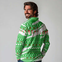 Djibouti Christmas Long Sleeve Polo Shirt with Santa Eagle Doves Trees and Green Snowflake Holiday - Wonder Print Shop