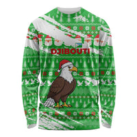Djibouti Christmas Long Sleeve Shirt with Santa Eagle Doves Trees and Green Snowflake Holiday - Wonder Print Shop