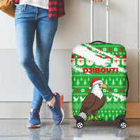 Djibouti Christmas Luggage Cover with Santa Eagle Doves Trees and Green Snowflake Holiday - Wonder Print Shop
