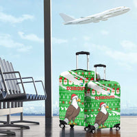 Djibouti Christmas Luggage Cover with Santa Eagle Doves Trees and Green Snowflake Holiday - Wonder Print Shop