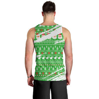 Djibouti Christmas Men Tank Top with Santa Eagle Doves Trees and Green Snowflake Holiday - Wonder Print Shop
