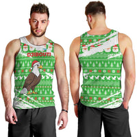 Djibouti Christmas Men Tank Top with Santa Eagle Doves Trees and Green Snowflake Holiday - Wonder Print Shop