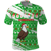 Djibouti Christmas Polo Shirt with Santa Eagle Doves Trees and Green Snowflake Holiday - Wonder Print Shop