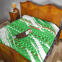 Djibouti Christmas Quilt with Santa Eagle Doves Trees and Green Snowflake Holiday - Wonder Print Shop