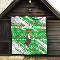 Djibouti Christmas Quilt with Santa Eagle Doves Trees and Green Snowflake Holiday - Wonder Print Shop