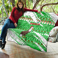 Djibouti Christmas Quilt with Santa Eagle Doves Trees and Green Snowflake Holiday - Wonder Print Shop