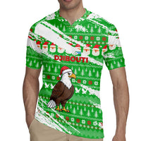 Djibouti Christmas Rugby Jersey with Santa Eagle Doves Trees and Green Snowflake Holiday - Wonder Print Shop