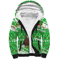 Djibouti Christmas Sherpa Hoodie with Santa Eagle Doves Trees and Green Snowflake Holiday - Wonder Print Shop