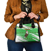 Djibouti Christmas Shoulder Handbag with Santa Eagle Doves Trees and Green Snowflake Holiday - Wonder Print Shop