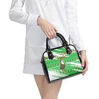 Djibouti Christmas Shoulder Handbag with Santa Eagle Doves Trees and Green Snowflake Holiday - Wonder Print Shop