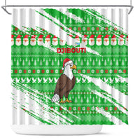 Djibouti Christmas Shower Curtain with Santa Eagle Doves Trees and Green Snowflake Holiday - Wonder Print Shop