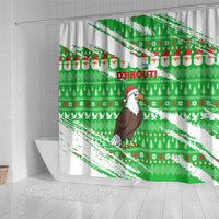 Djibouti Christmas Shower Curtain with Santa Eagle Doves Trees and Green Snowflake Holiday - Wonder Print Shop