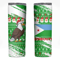 Djibouti Christmas Skinny Tumbler with Santa Eagle Doves Trees and Green Snowflake Holiday - Wonder Print Shop