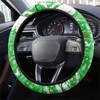 Djibouti Christmas Steering Wheel Cover with Santa Eagle Doves Trees and Green Snowflake Holiday - Wonder Print Shop