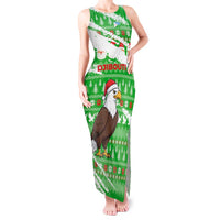 Djibouti Christmas Tank Maxi Dress with Santa Eagle Doves Trees and Green Snowflake Holiday - Wonder Print Shop